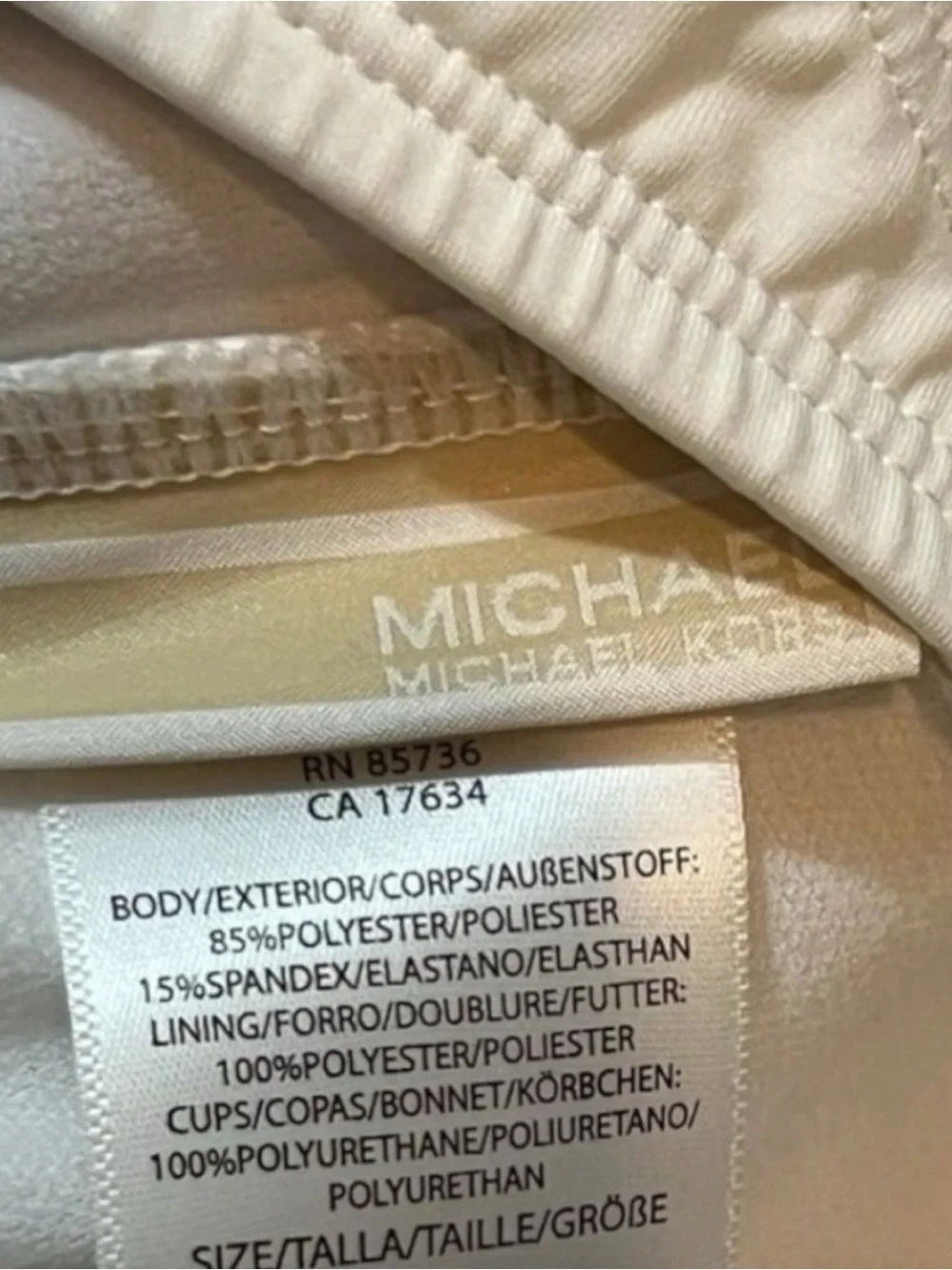 New NWT Women's Michael Kors White Padded Bikini Swim Top